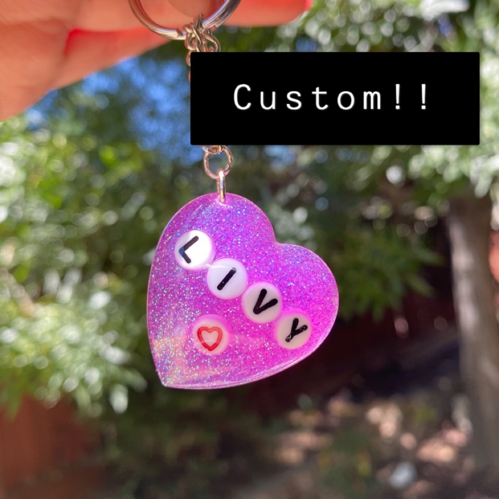 Custom Resin Heart Keychains!